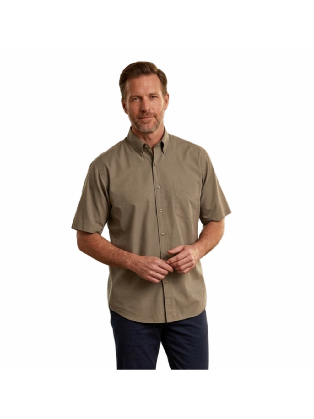 Men's Fox Casual Button Down Shirt Size M Olive 1968